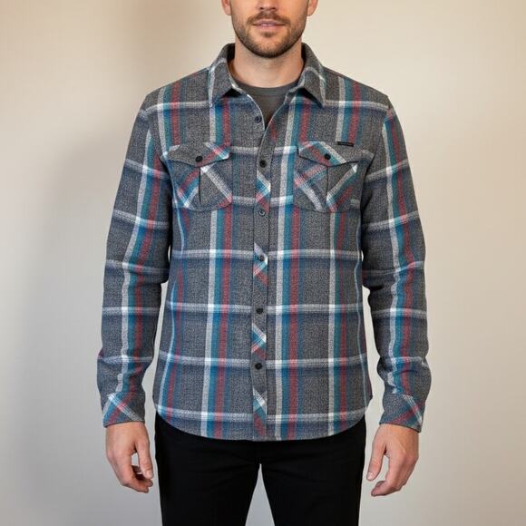 O'Neill Men's M Plaid Flannel Button Up Shirt Gray Blue Red Surf Skate Gorpcore - Picture 1 of 11